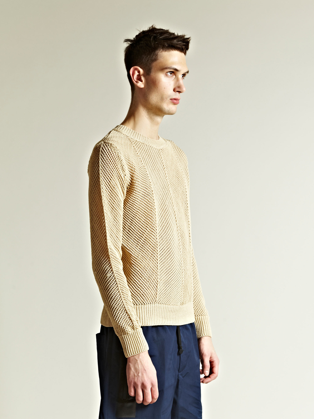 Lyst - Dries Van Noten Mens Diagonal Yarn Sweater in Natural for Men