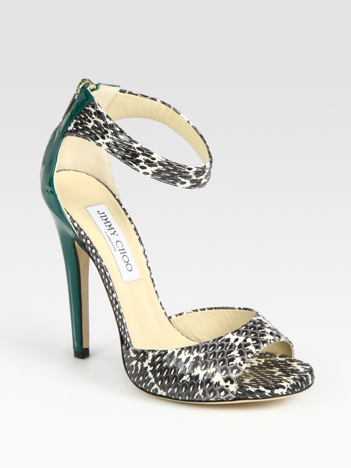 Lyst - Jimmy choo Trinity Snakeskin and Patent Leather Sandals in Brown