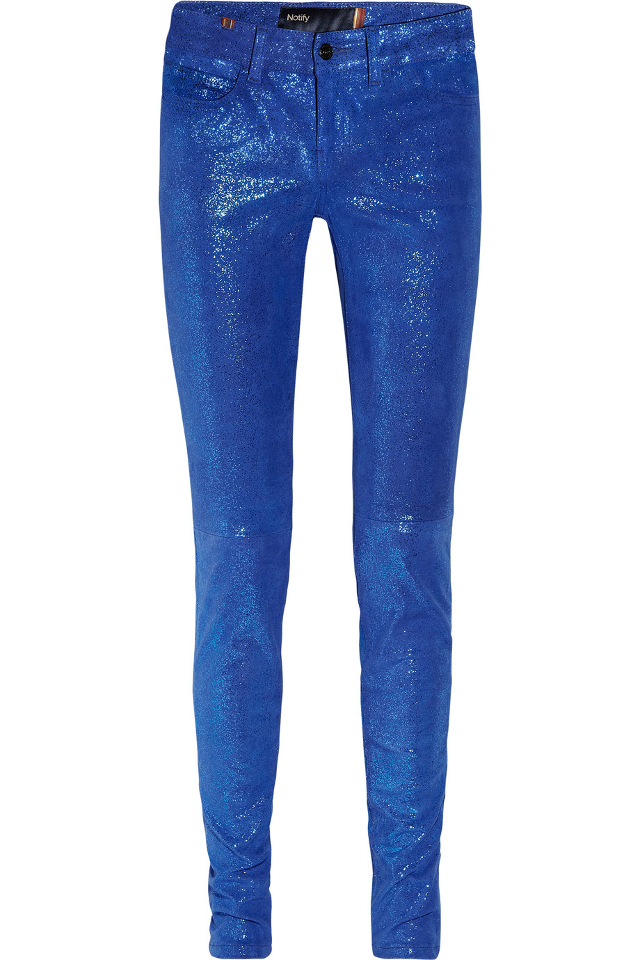 Lyst - Notify Bamboo Glitter-finish Stretch-leather Skinny Pants in Blue