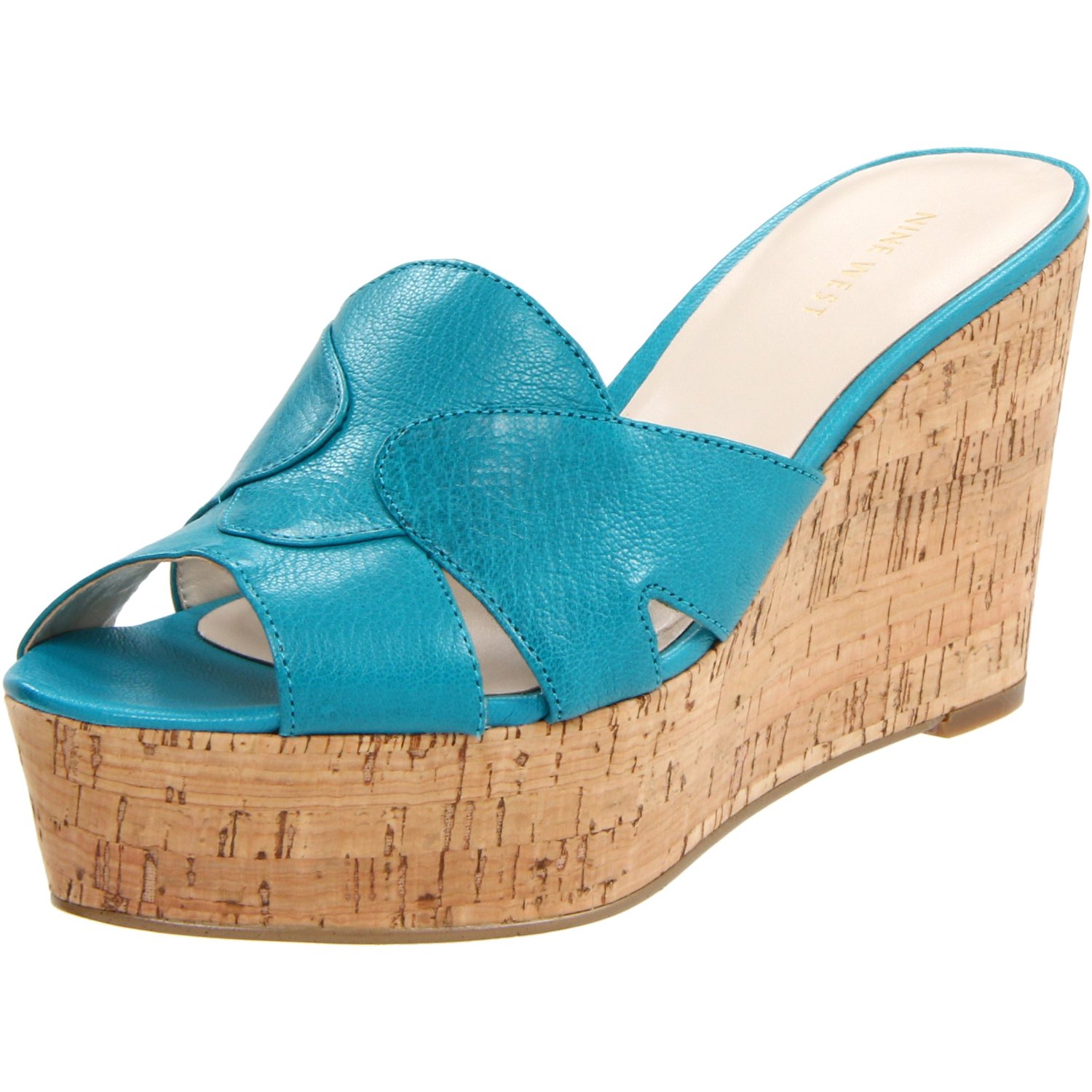 Nine West Womens Enin Wedge Sandal in Blue (turquoise leather) | Lyst