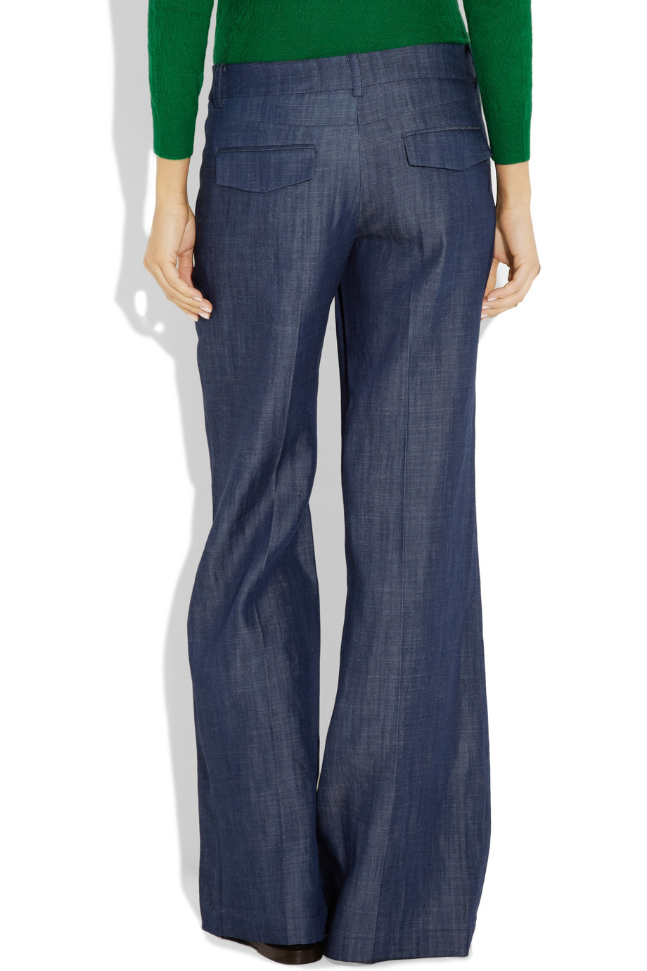 Tibi Low-rise Chambray Wide-leg Jeans in Blue - Lyst
