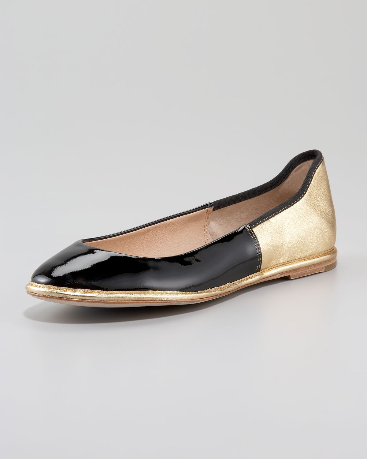 Diane Von Furstenberg Botswana Two-tone Ballerina Flat in Gold (black ...