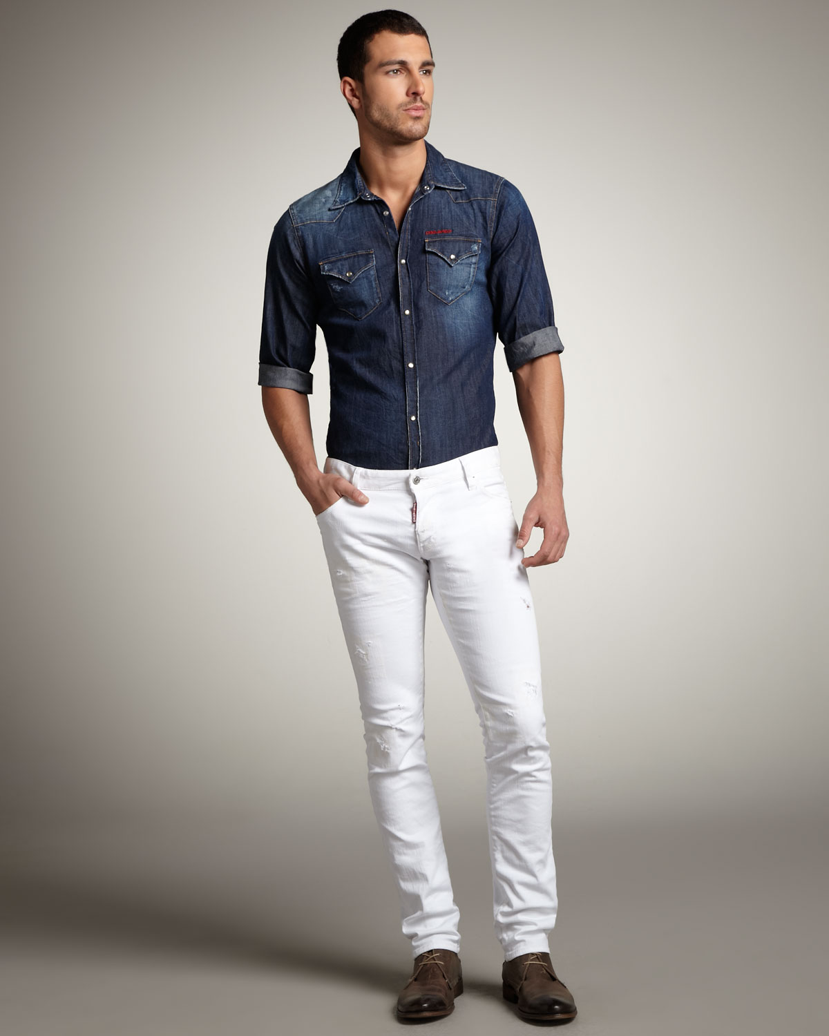 men's white jeans slim fit