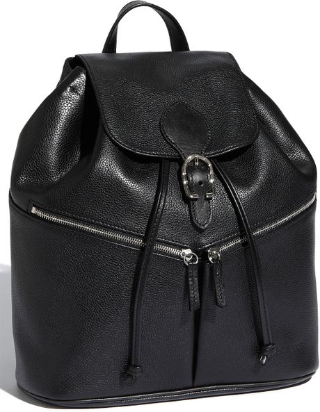Longchamp Leather Backpack in Black | Lyst