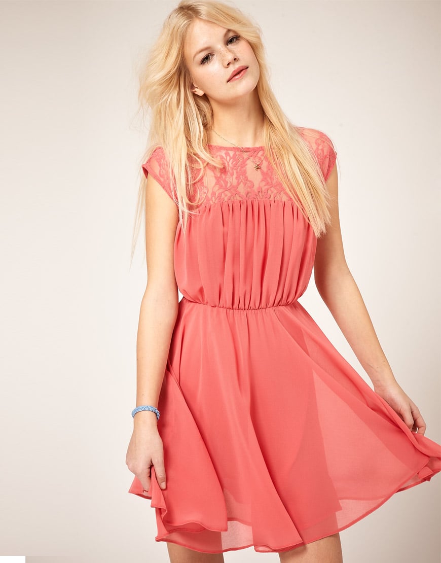Lyst - Asos Collection Asos Skater Dress With Lace Insert in Red