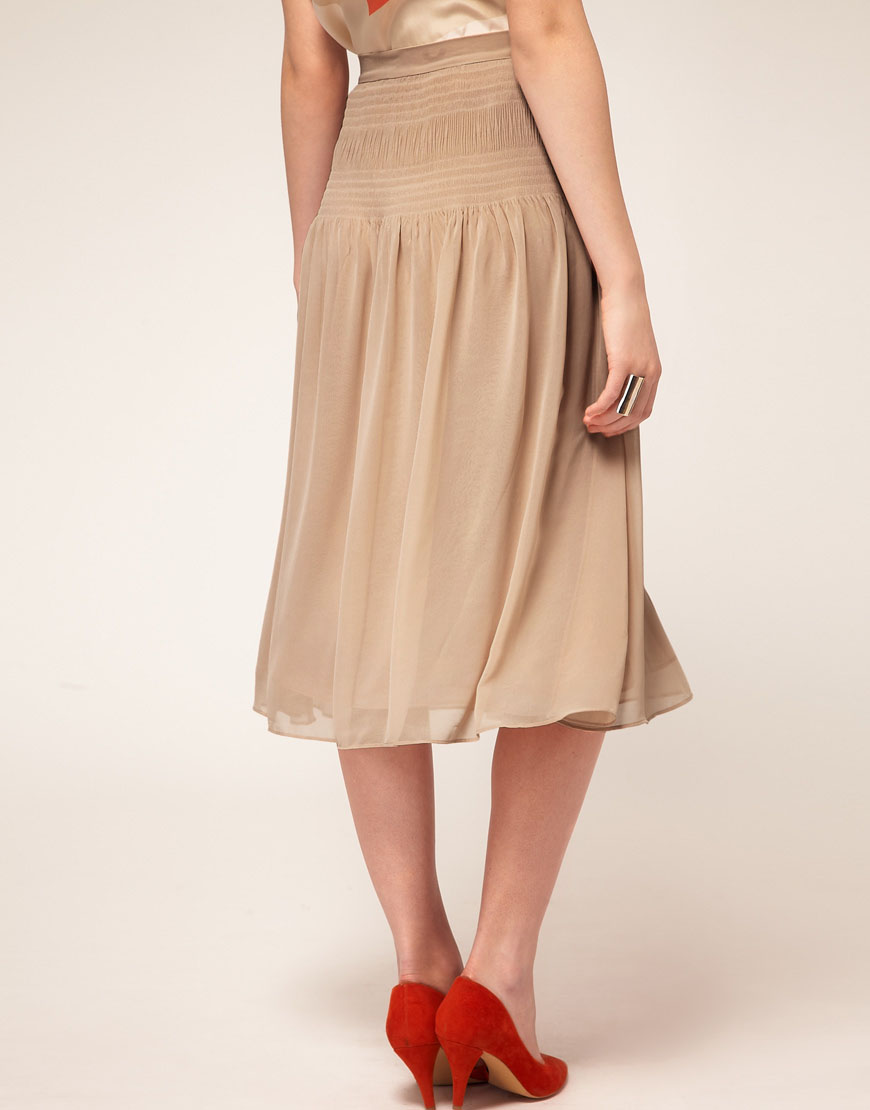 French connection Midi Skirt With Tier Detail in Pink Lyst