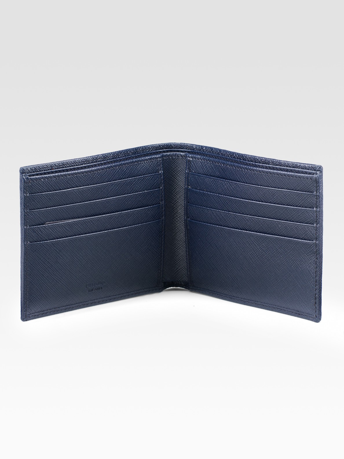 Prada Intreccio Bi-fold Wallet in Blue for Men (navy) | Lyst