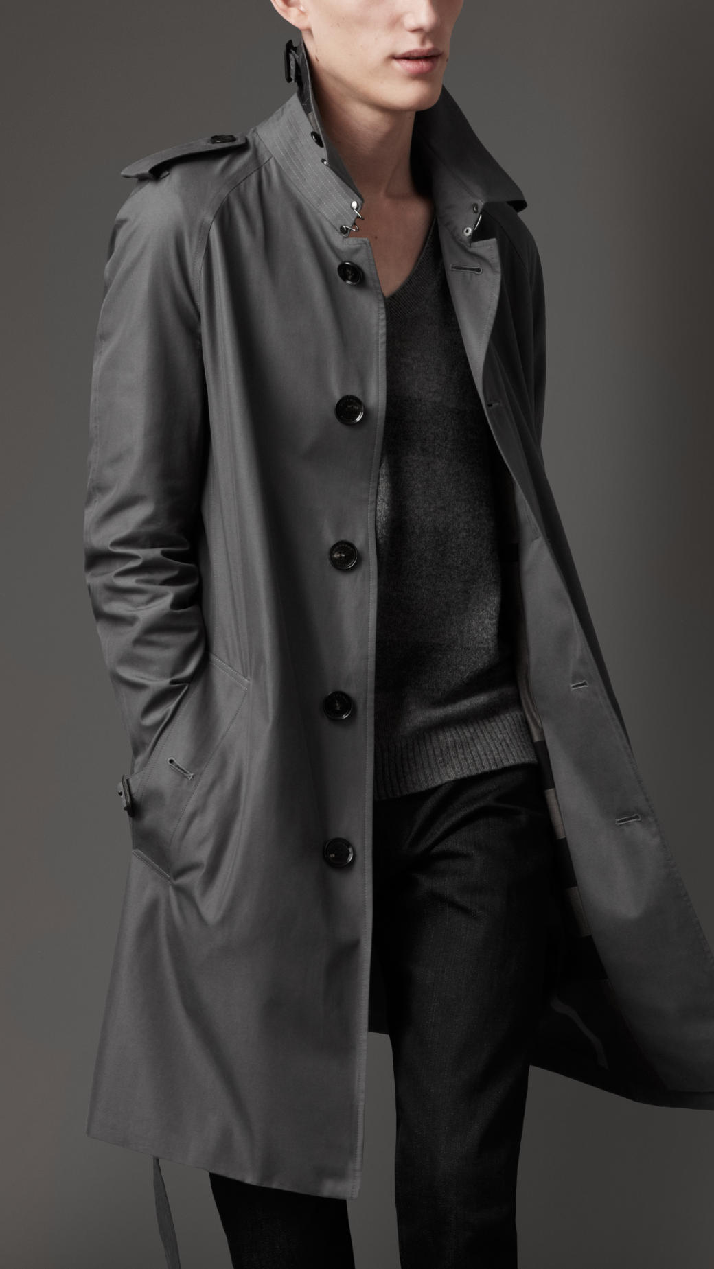 Burberry Classic Cotton Trench Coat in Gray for Men | Lyst