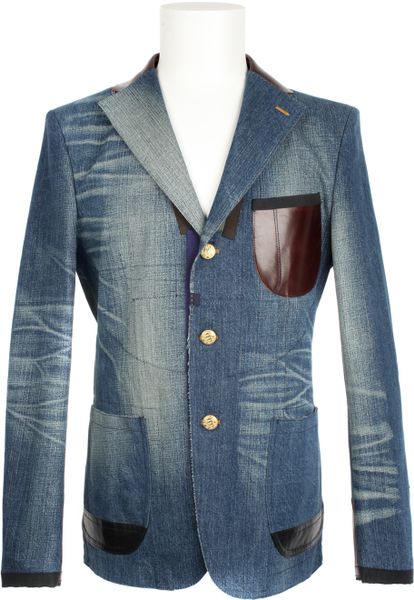 Junya Watanabe Washed Out Denim Blazer Jacket in Blue for Men (denim ...