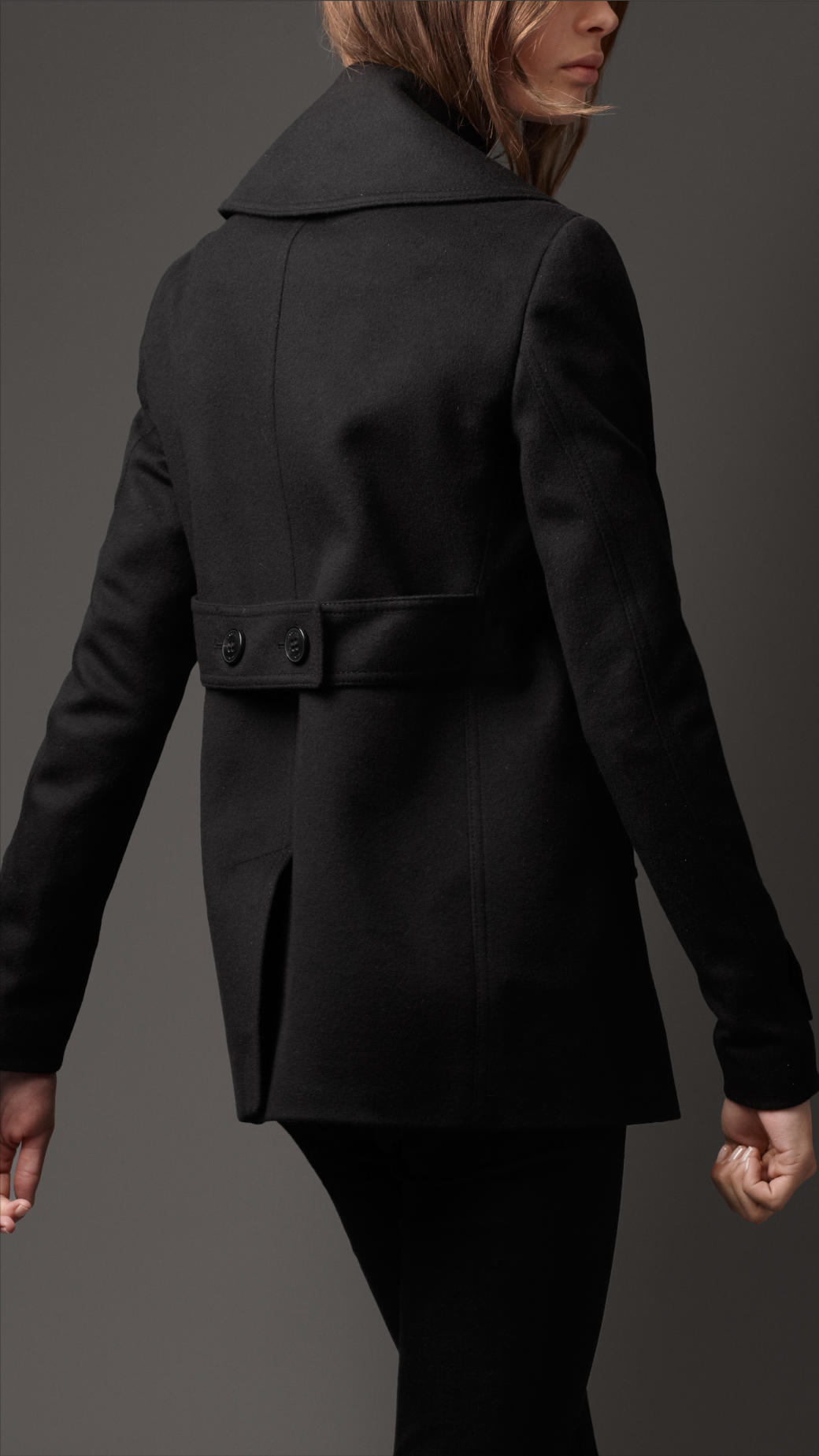 Lyst - Burberry Oversize Lapel Pea Coat in Black