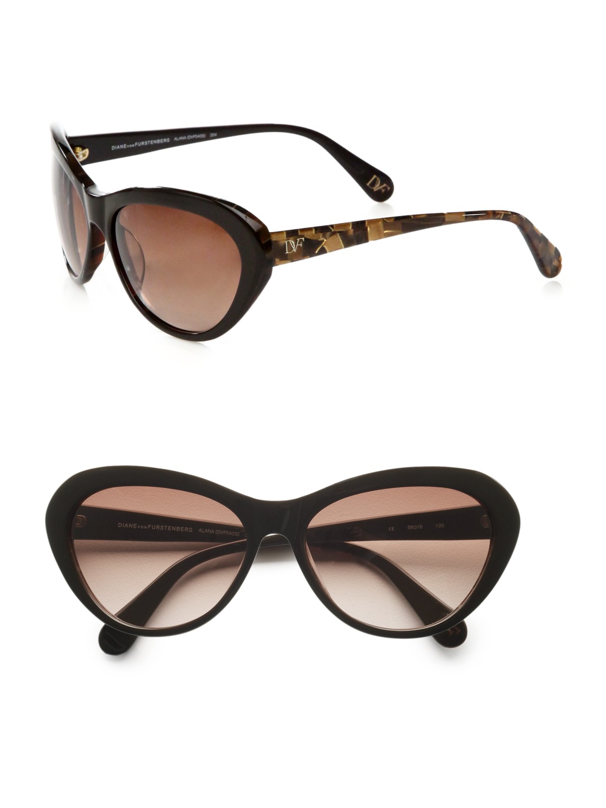 Diane Von Furstenberg Alana Vintage-inspired Cateye Sunglasses in Brown ...