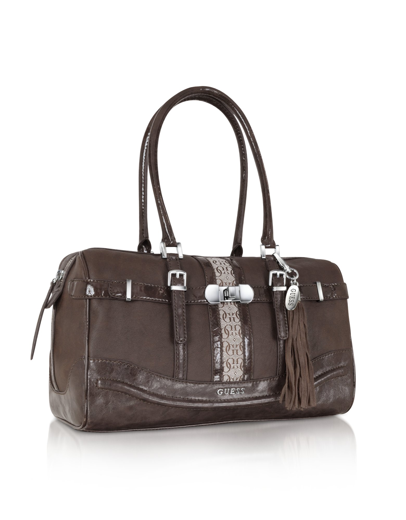 Lyst Guess Scent City Box Satchel Bag In Brown Gallery Women S Box Bags