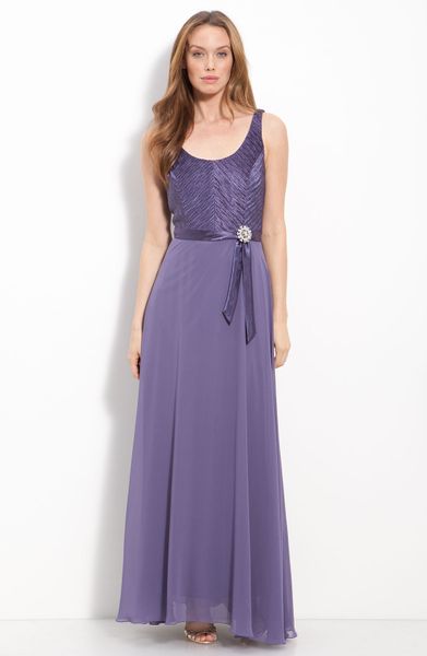 Patra Pleated Satin & Chiffon Gown With Jacket in Purple (violet) | Lyst