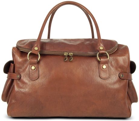 Robe Di Firenze Large Brown Pebbled Italian Leather Carryall Bag in ...