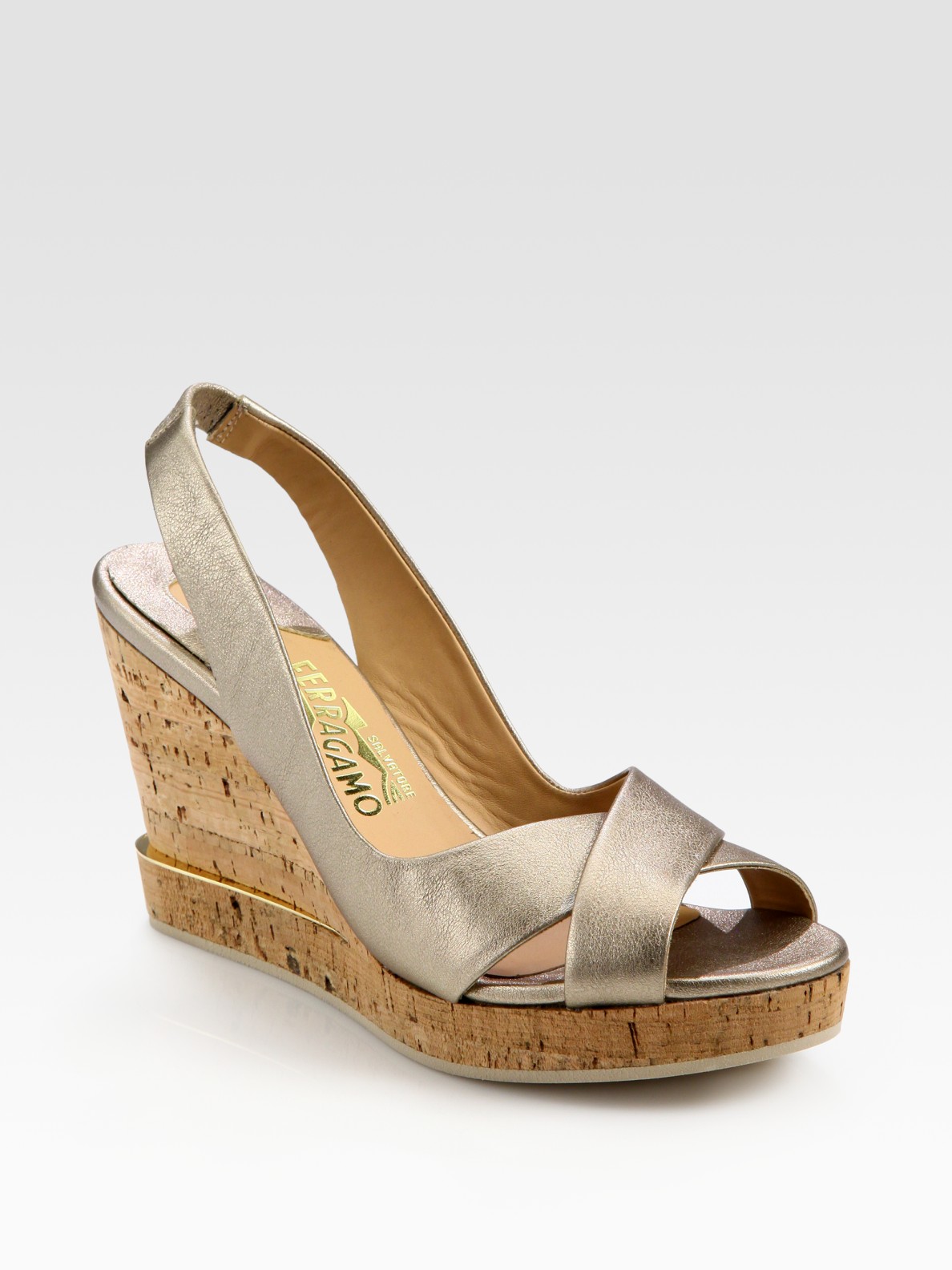 metallic cork sandals