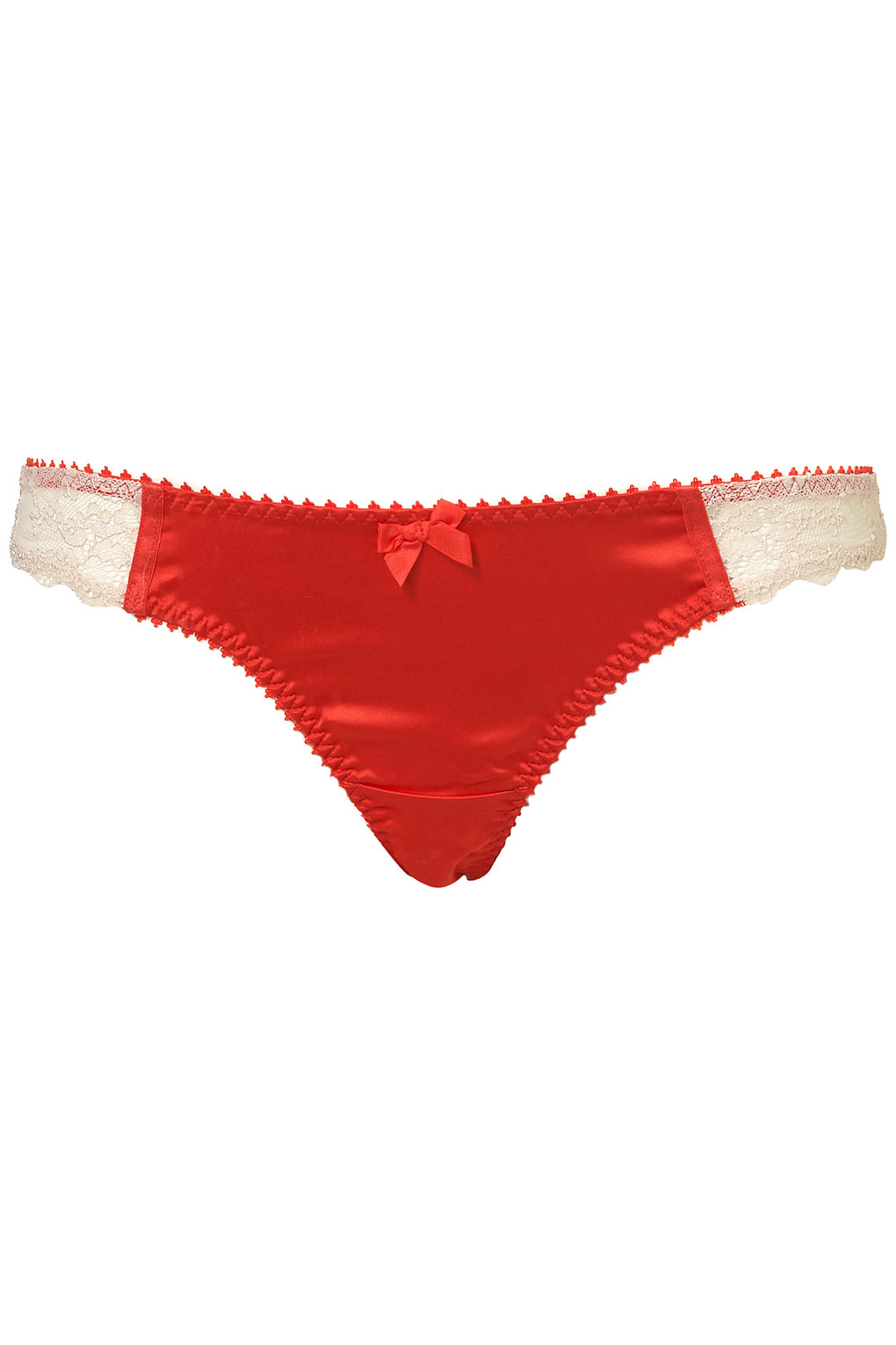 Topshop Red Satin Thong in Red | Lyst