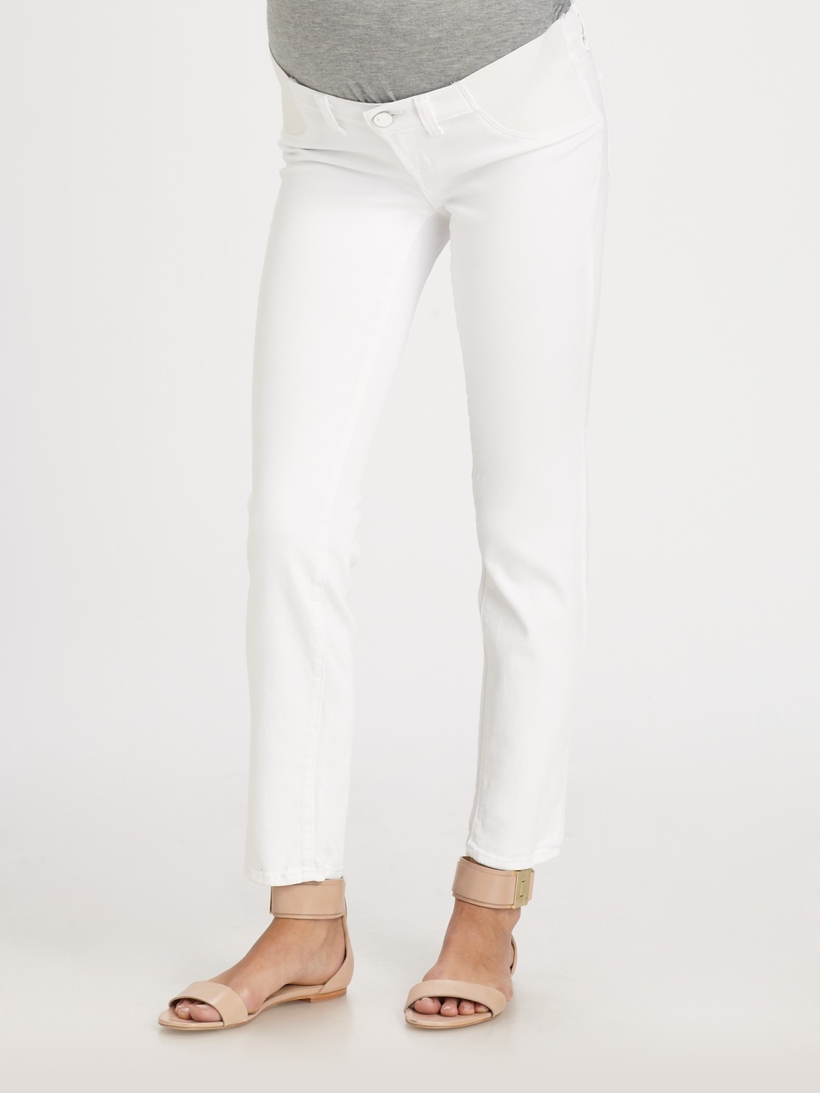 J Brand Maternity Skinny Leg Jeans in White | Lyst