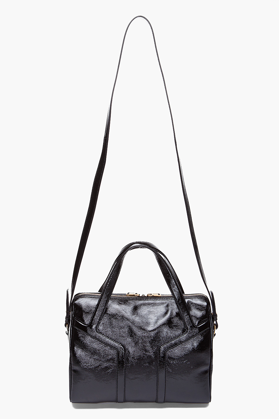 Saint laurent Glossy Black Shoulder Bag in Black | Lyst