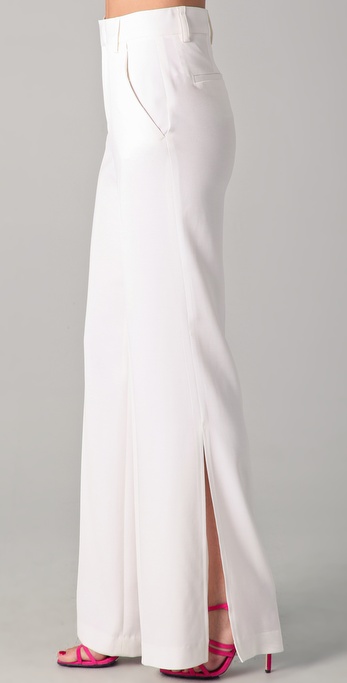 white slit pants