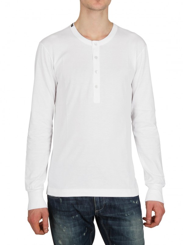 Dolce & Gabbana Long Sleeved Serafino Jersey T-shirt in White for Men ...
