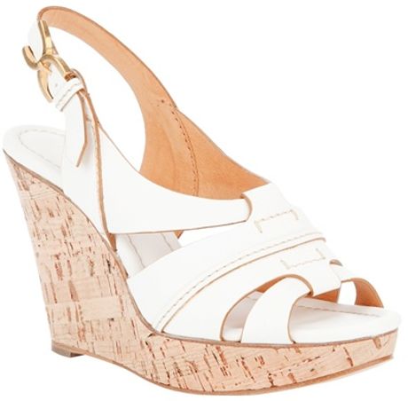 Chloé Wedge Sandal in Beige (white) | Lyst