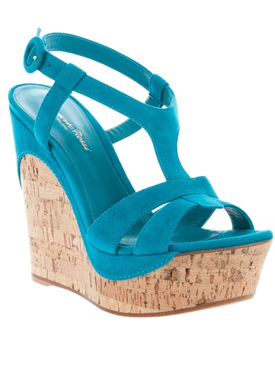 Gianvito Rossi Wedge Sandal in Blue (turquoise) | Lyst
