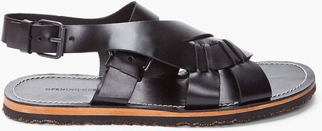 Opening Ceremony Black Leather Criss-cross Sandal in Black for Men | Lyst