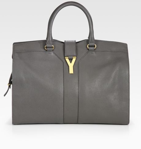 Saint Laurent Ysl Cabas Chyc Large Leather East West Bag in Gray (grey ...