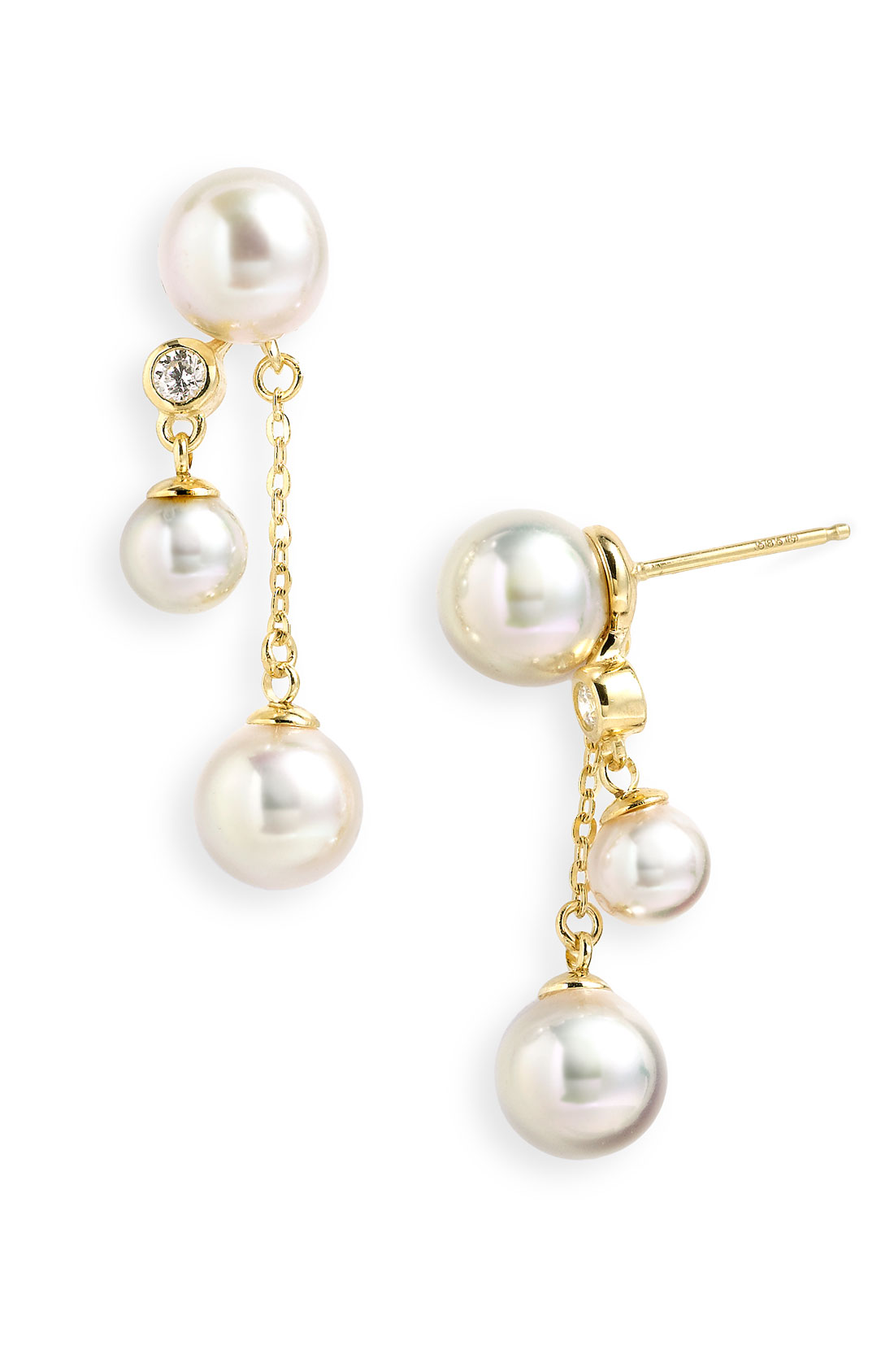 Majorica Double Drop Pearl Earrings in White (gold) | Lyst