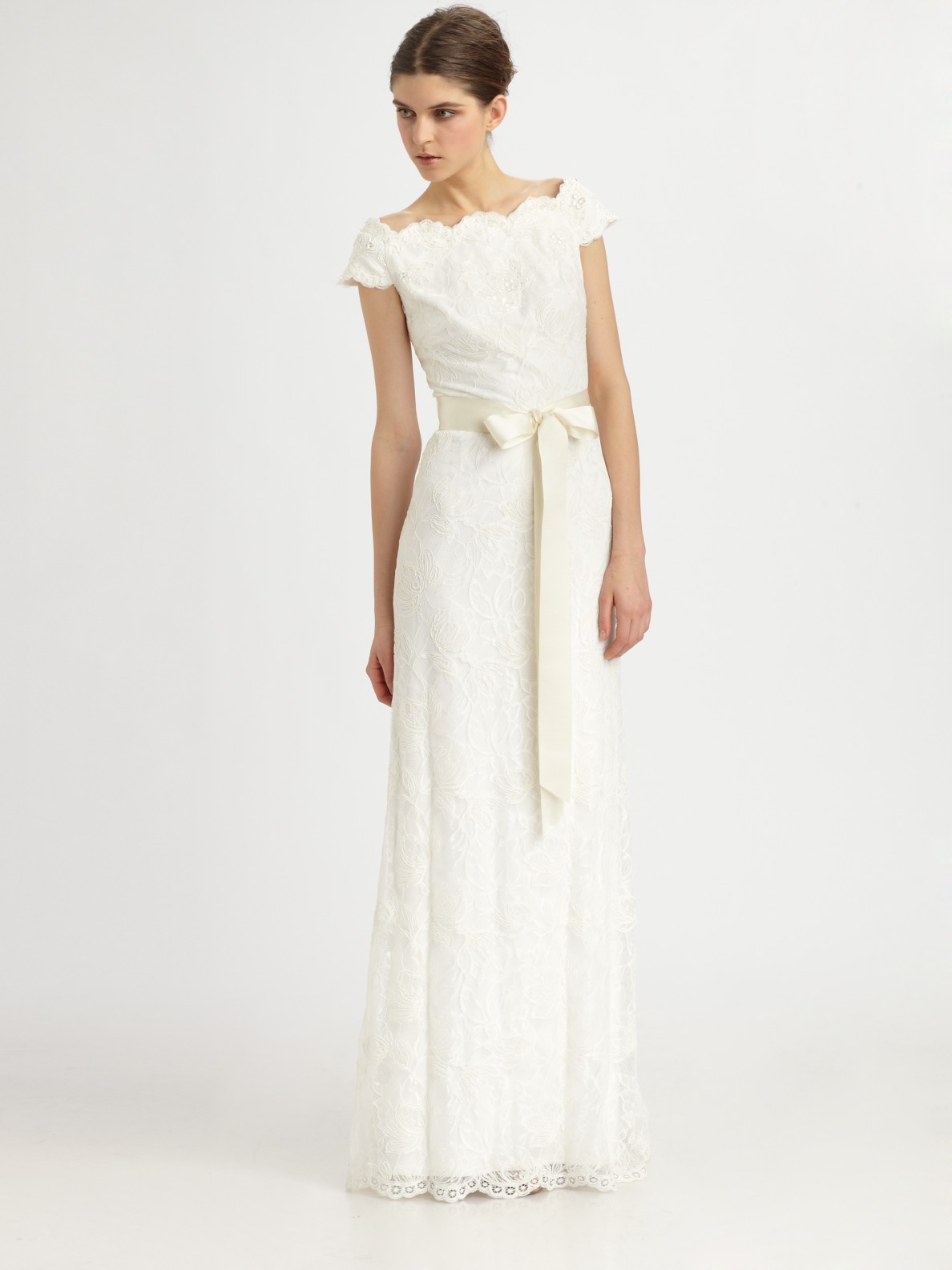 Lyst Tadashi Shoji Lace Gown In White Gallery