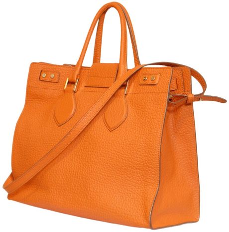 Roberto Cavalli Large Florence Grained Leather Bag in Orange | Lyst