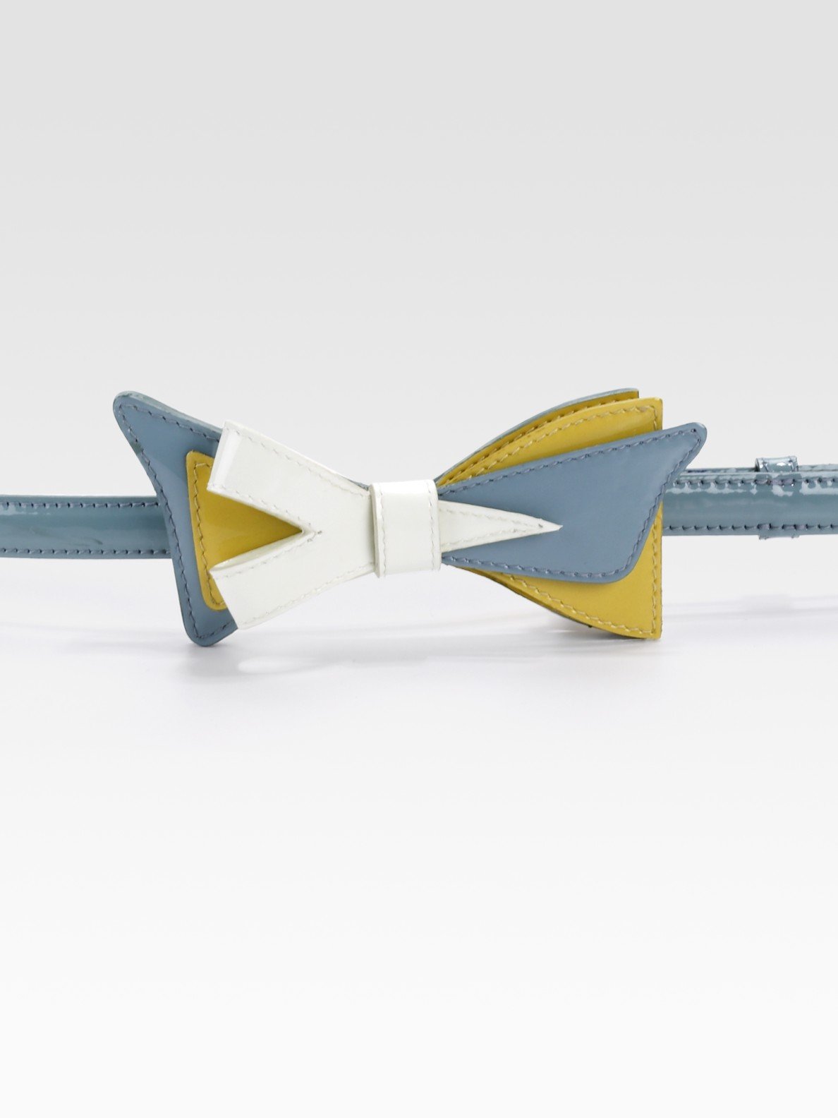 Prada Tri-colored Patent Leather Bow Belt in Blue (orchidea) | Lyst  