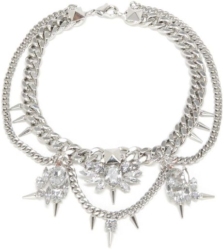 Fallon Preorder Exclusive Multi Drop Crystal Link Necklace in Silver | Lyst