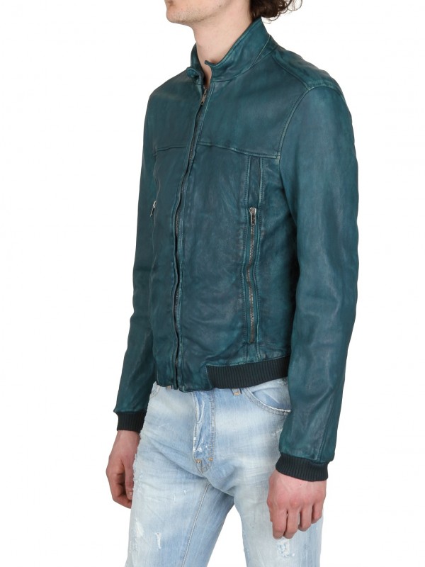 Lyst - Dolce & Gabbana Dyed Washed Nappa Leather Jacket in Green for Men