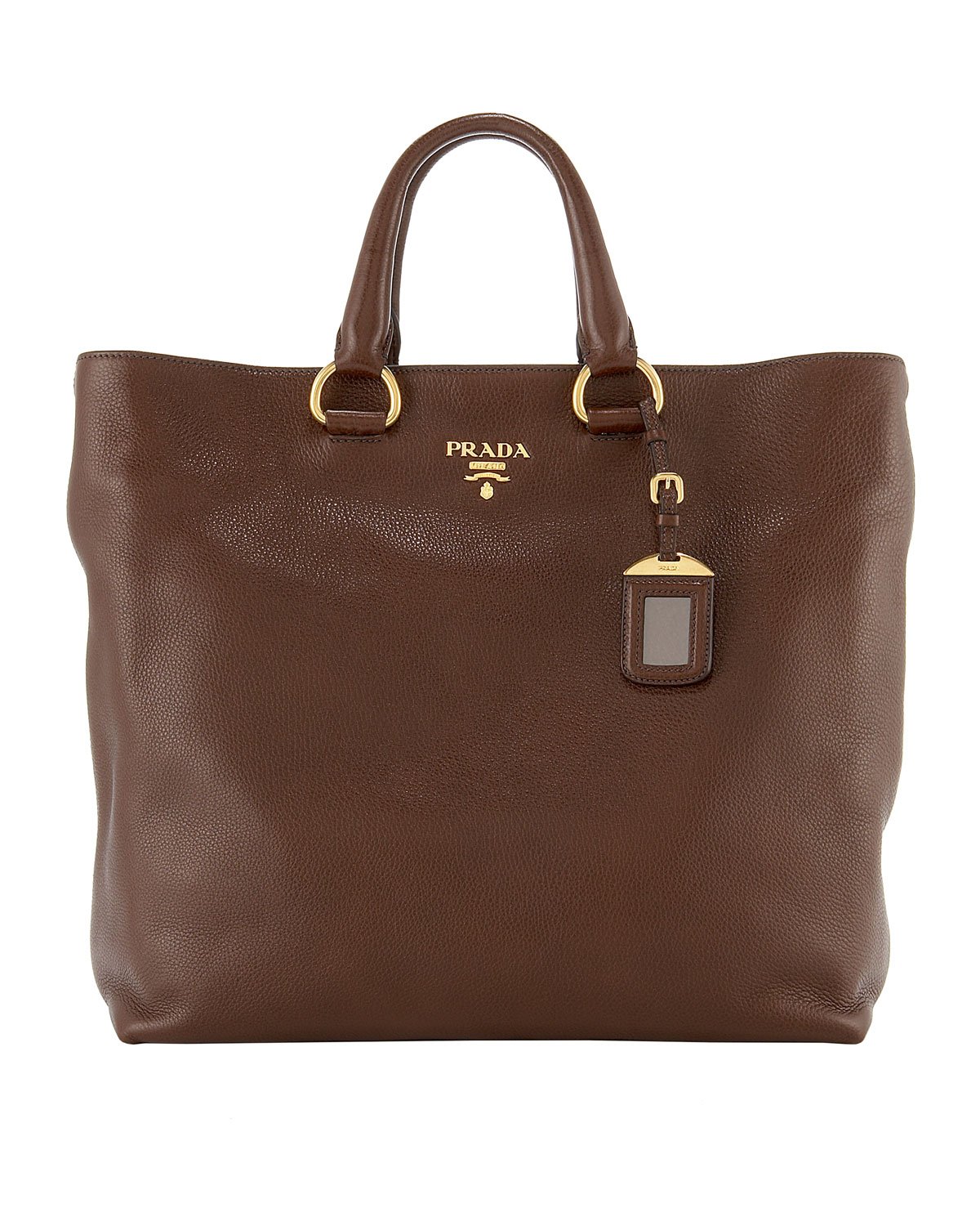 Prada Vitello Daino Tote in Brown (black) | Lyst