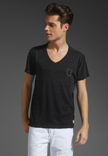 True Religion Logo V Neck in Black for Men | Lyst