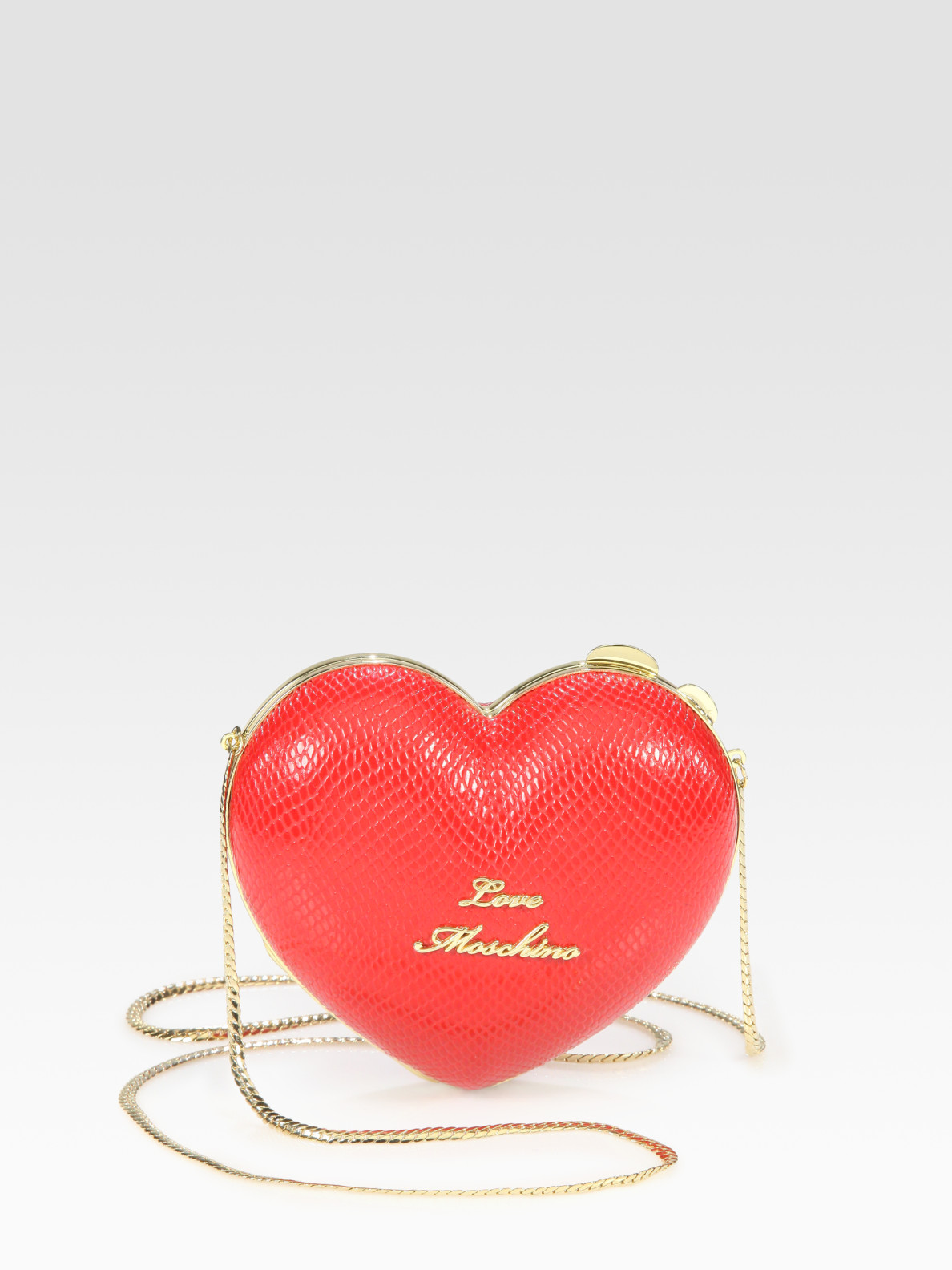 Love moschino Heart Shaped Leather Evening Bag in Red | Lyst