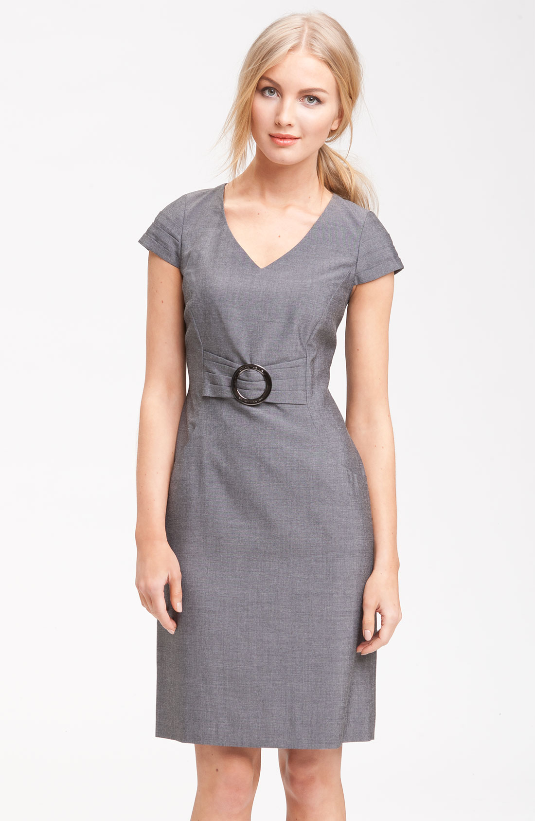 Tahari By Arthur S. Levine Belt Detail Sheath Dress in Gray (grey) | Lyst