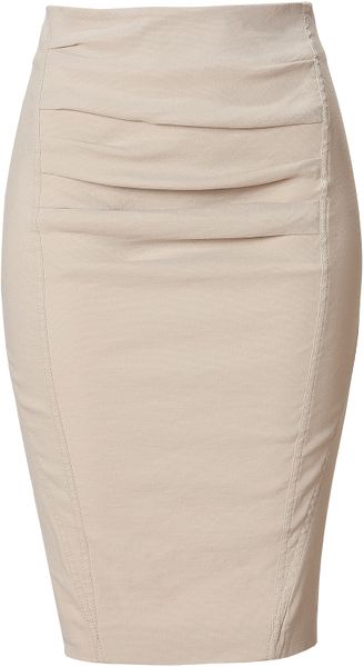 Donna Karan New York Parchment Crushed Pencil Skirt in Beige | Lyst