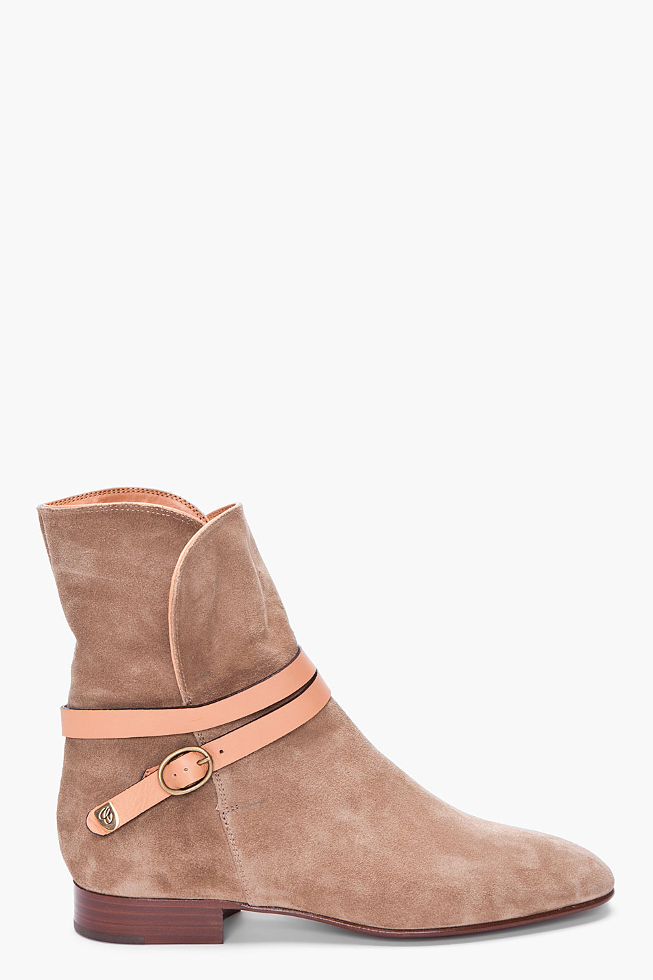 Lyst - Chloé Taupe Suede Ankle Boots in Brown