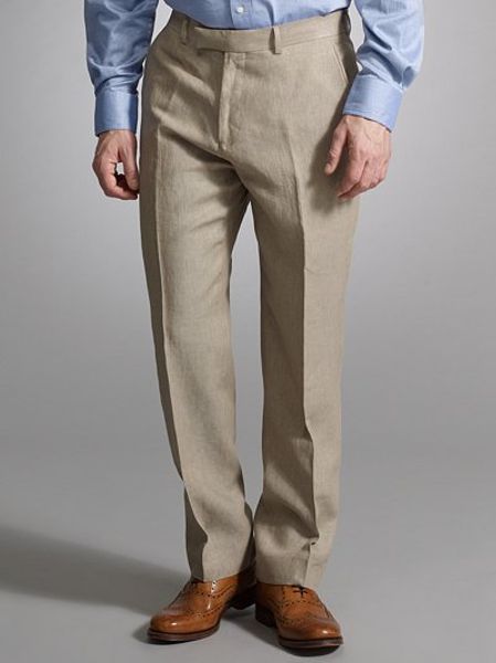 John Lewis Classic Linen Suit Trousers Stone in Beige for Men | Lyst