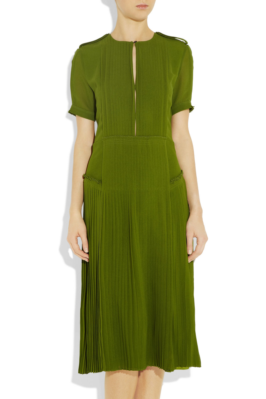 Lyst - Burberry prorsum Kinga Silk-Georgette Dress in Green