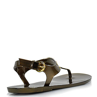 Lyst - Michael Michael Kors Mk Plate Jelly - Bronze Rubber Jelly Thong Sandal in Brown