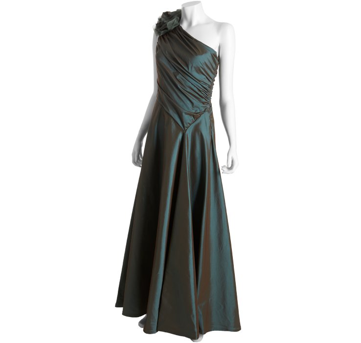 Lyst - Tadashi Shoji Platinum Iridescent Taffeta One Shoulder Rosette ...