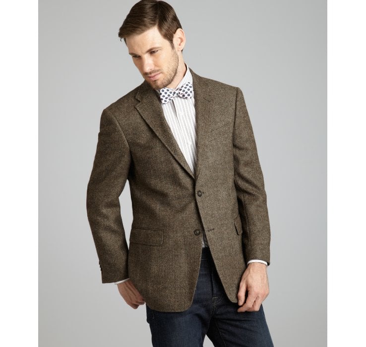 Lyst - Tommy Hilfiger Brown Herringbone Wool Bedford 2-button Elbow ...