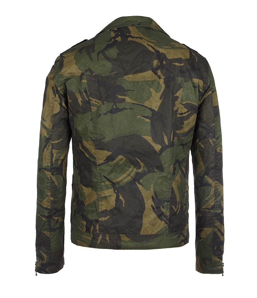 Allsaints Spurr Biker Jacket in Green for Men (camo) | Lyst