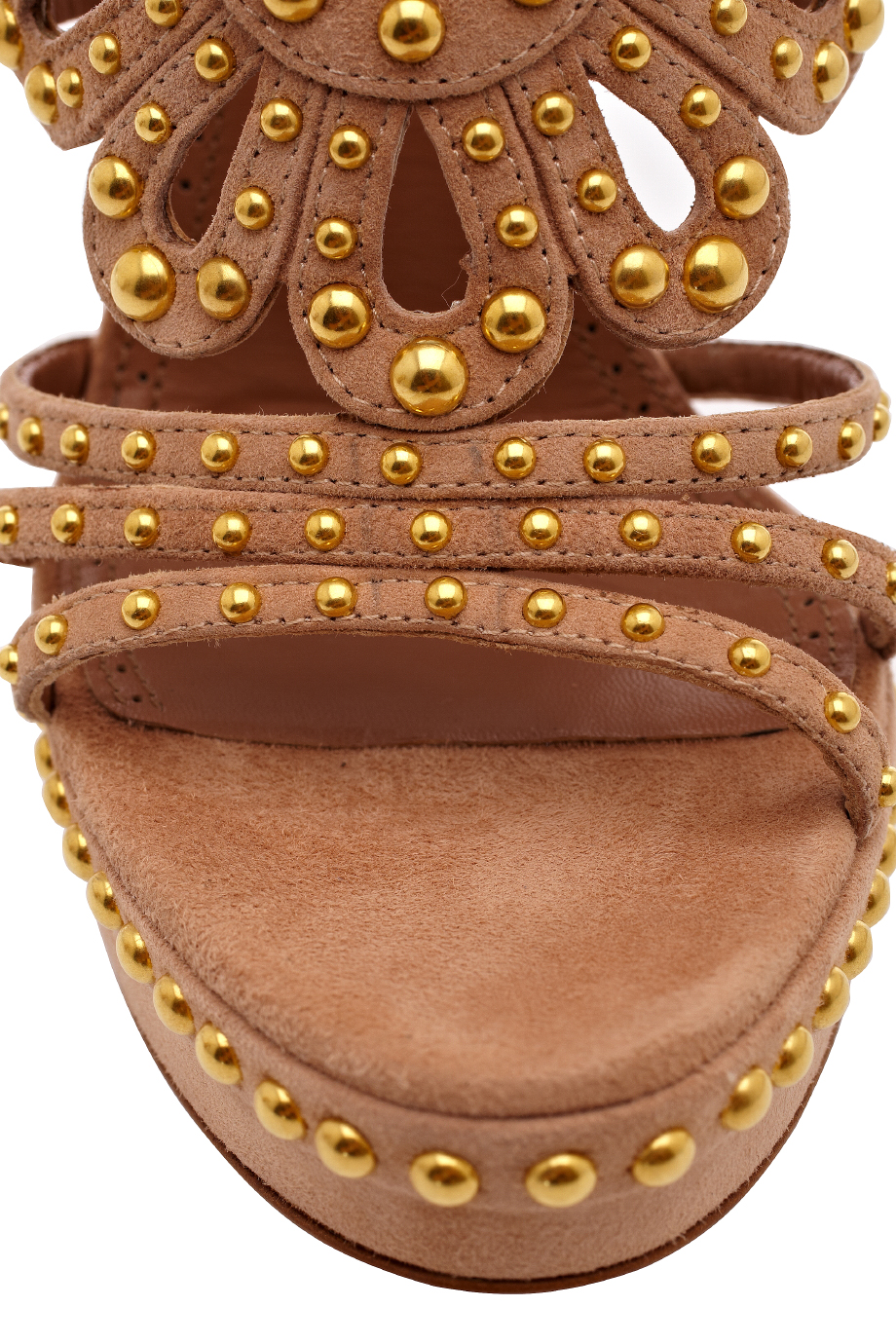 AlaÃ¯a Studded Platform High Heels in Brown | Lyst