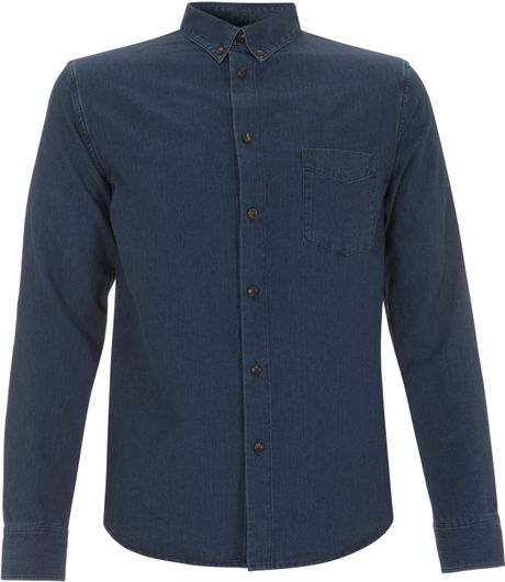 A.p.c. Blue Denim Stone-Washed Shirt in Blue for Men | Lyst