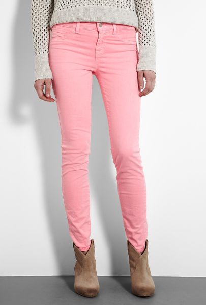 J Brand Neon Pink Mid Rise Skinny Jeans in Pink | Lyst