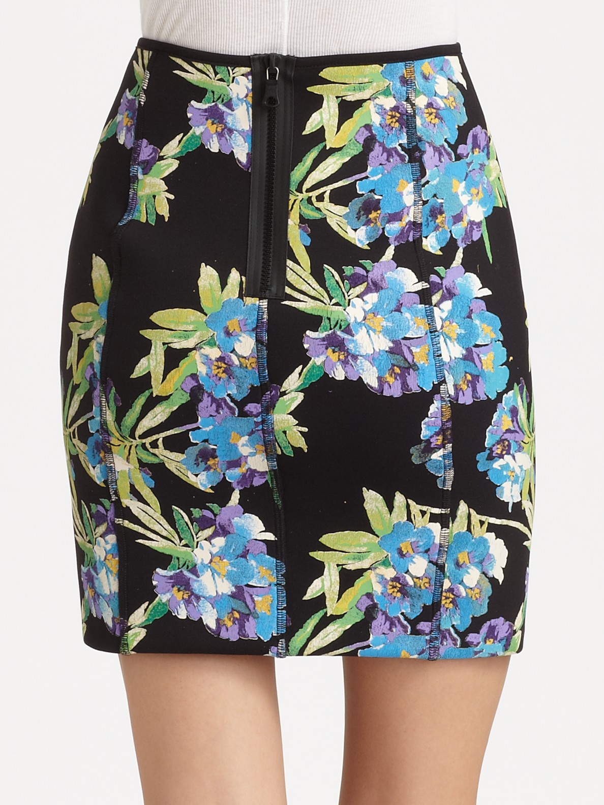 Lyst - Elizabeth And James Scuba Floral-print Neoprene Mini Skirt in Black